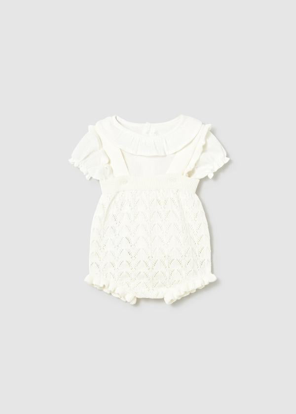 Conjunto jardineira tricô e blusa Mayoral 1637