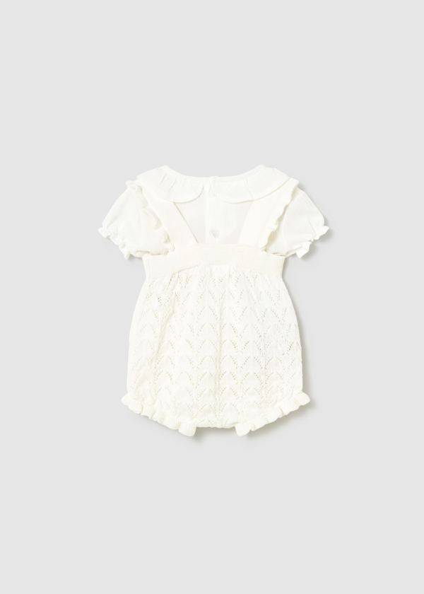 Conjunto jardineira tricô e blusa Mayoral 1637